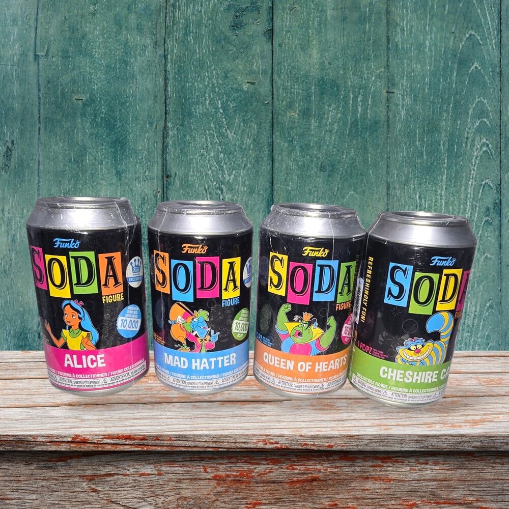 Funko Alice in Wonderland Soda Lot of 4 Black Light Sealed Funko Shop Exclusive